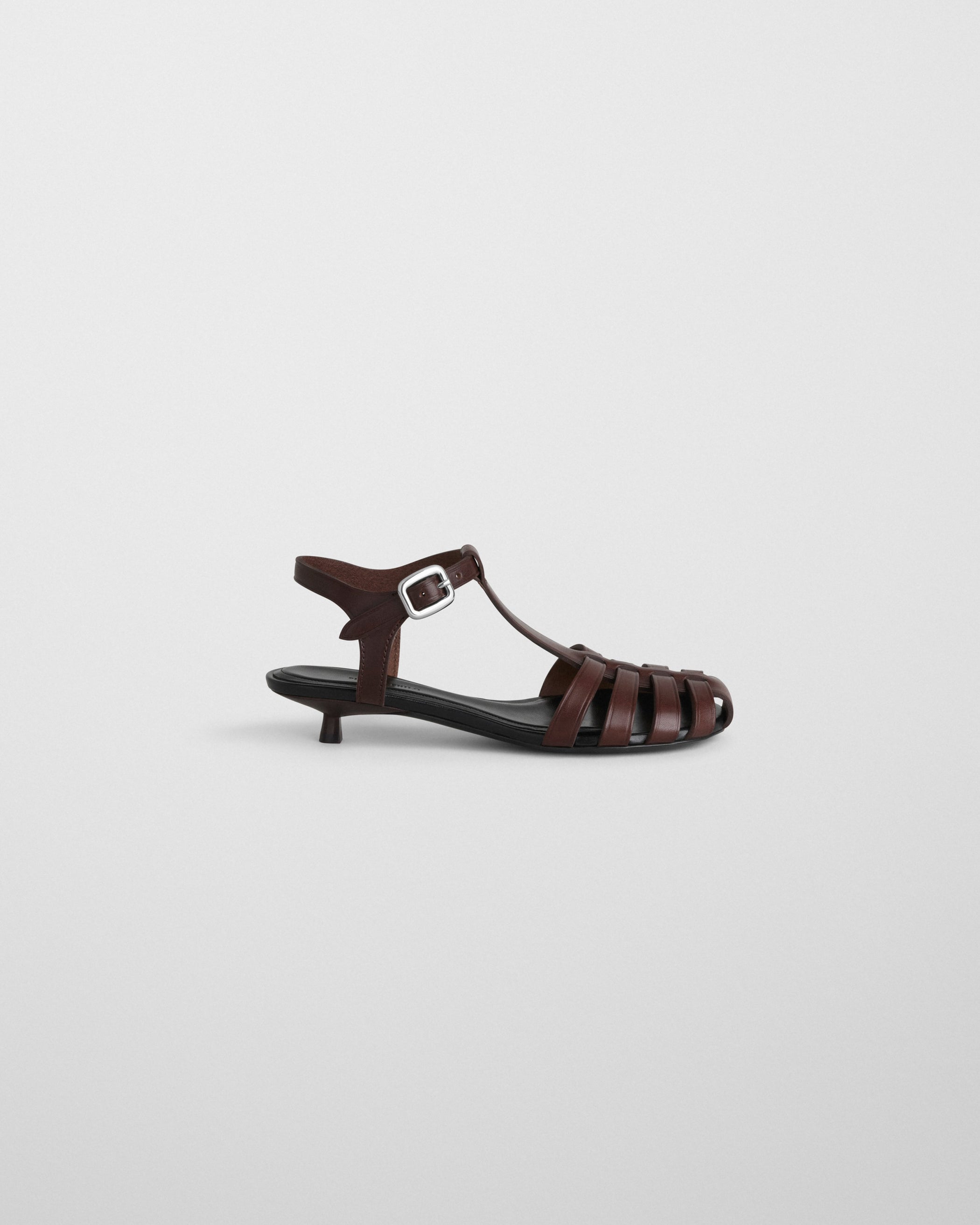 Flat side image of TIDE SANDAL in umber leather