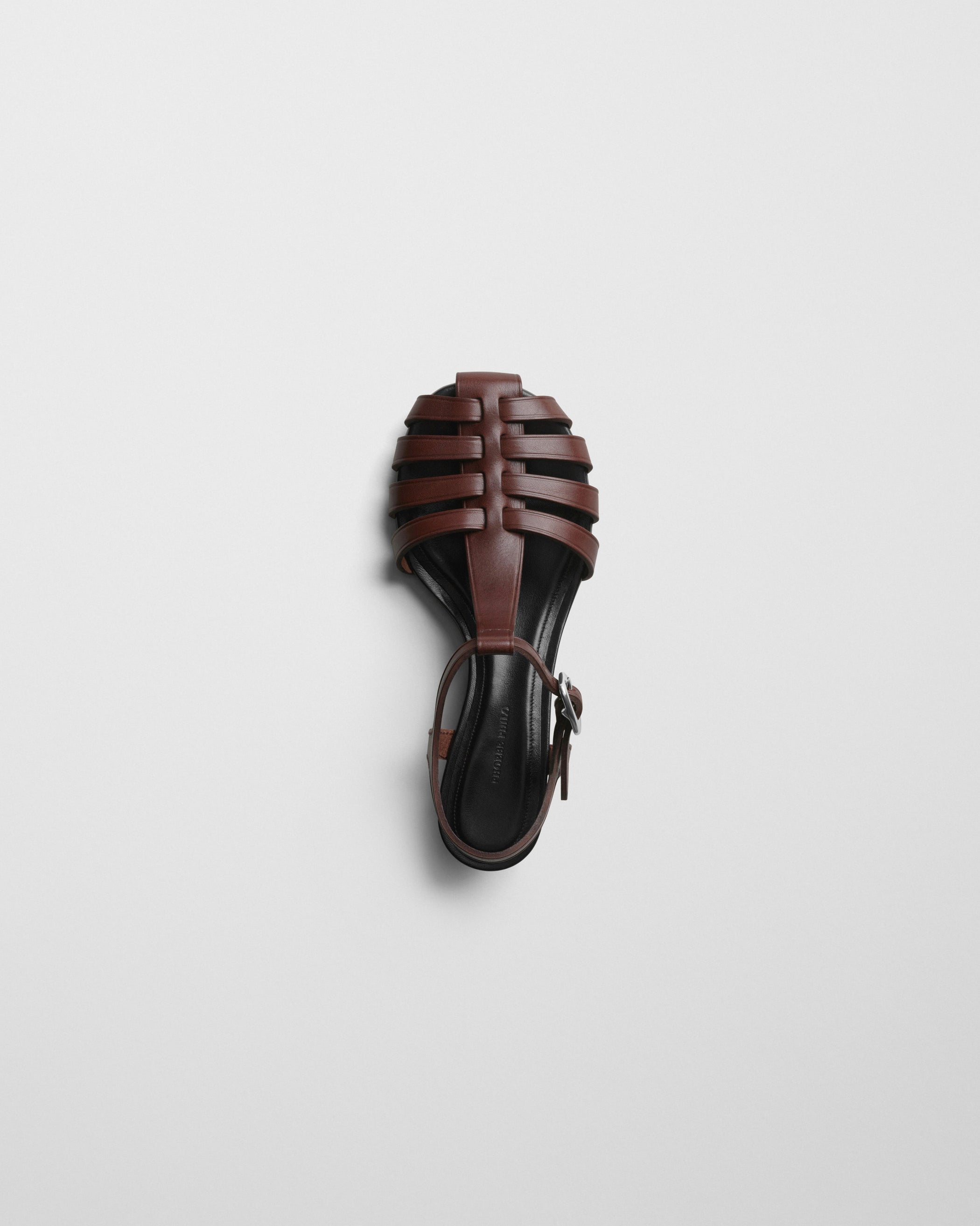Flat top image of TIDE SANDAL in umber leather