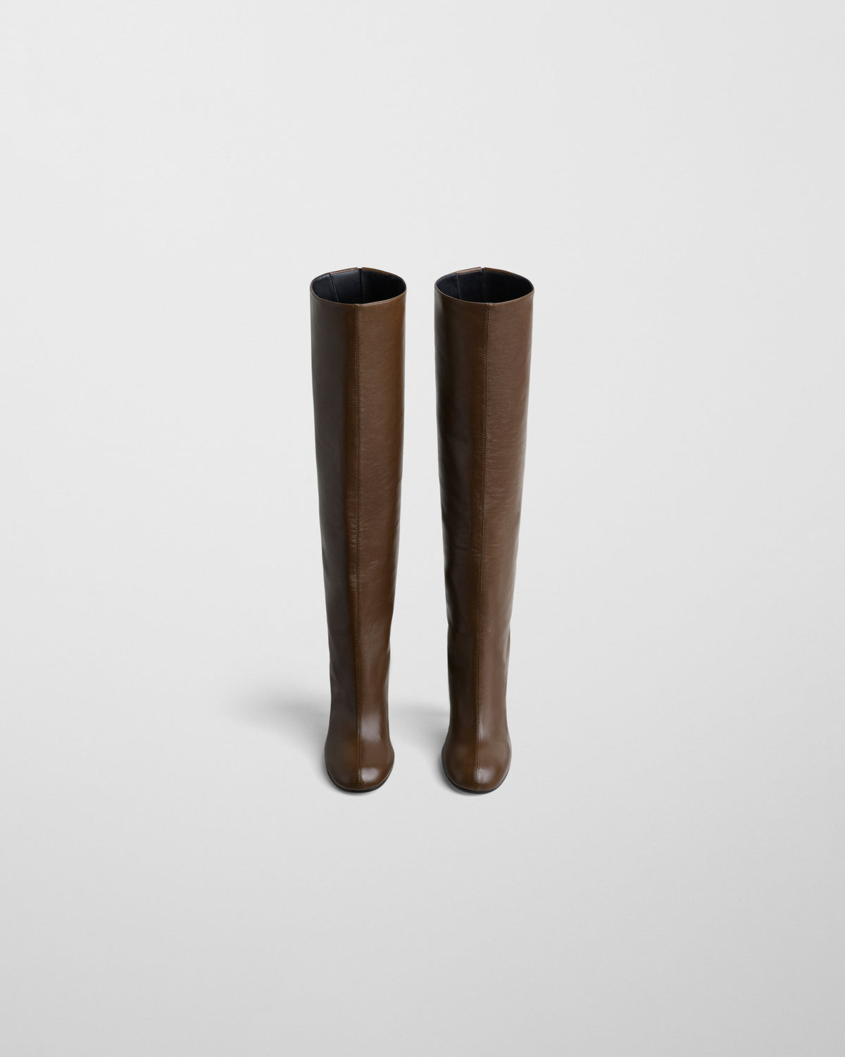 Front view of SLOUCHY HIGH BOOT in bronze leather