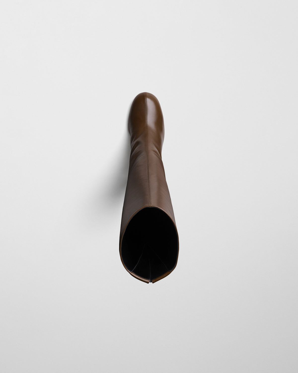 Top view of SLOUCHY HIGH BOOT in bronze leather