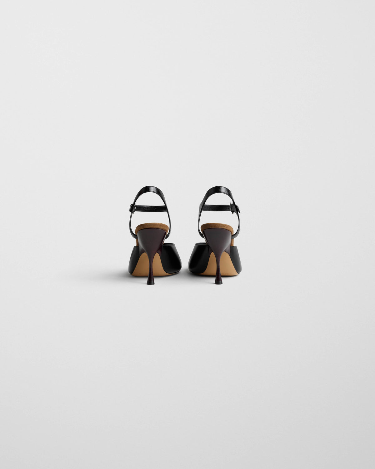 Back view of PEEP SANDAL in black leather