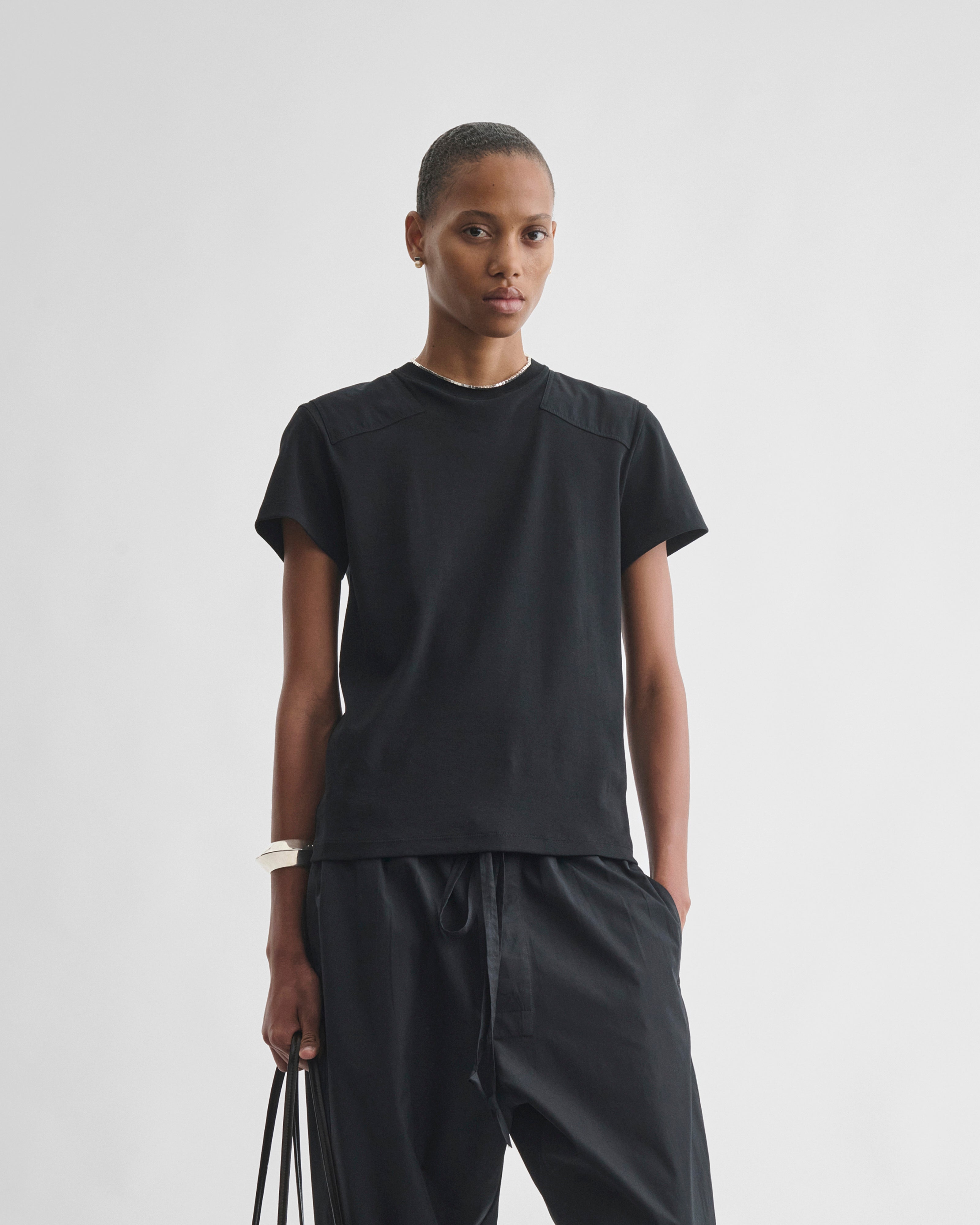 PHOEBE PHILO | PATCH T-SHIRT | black cotton