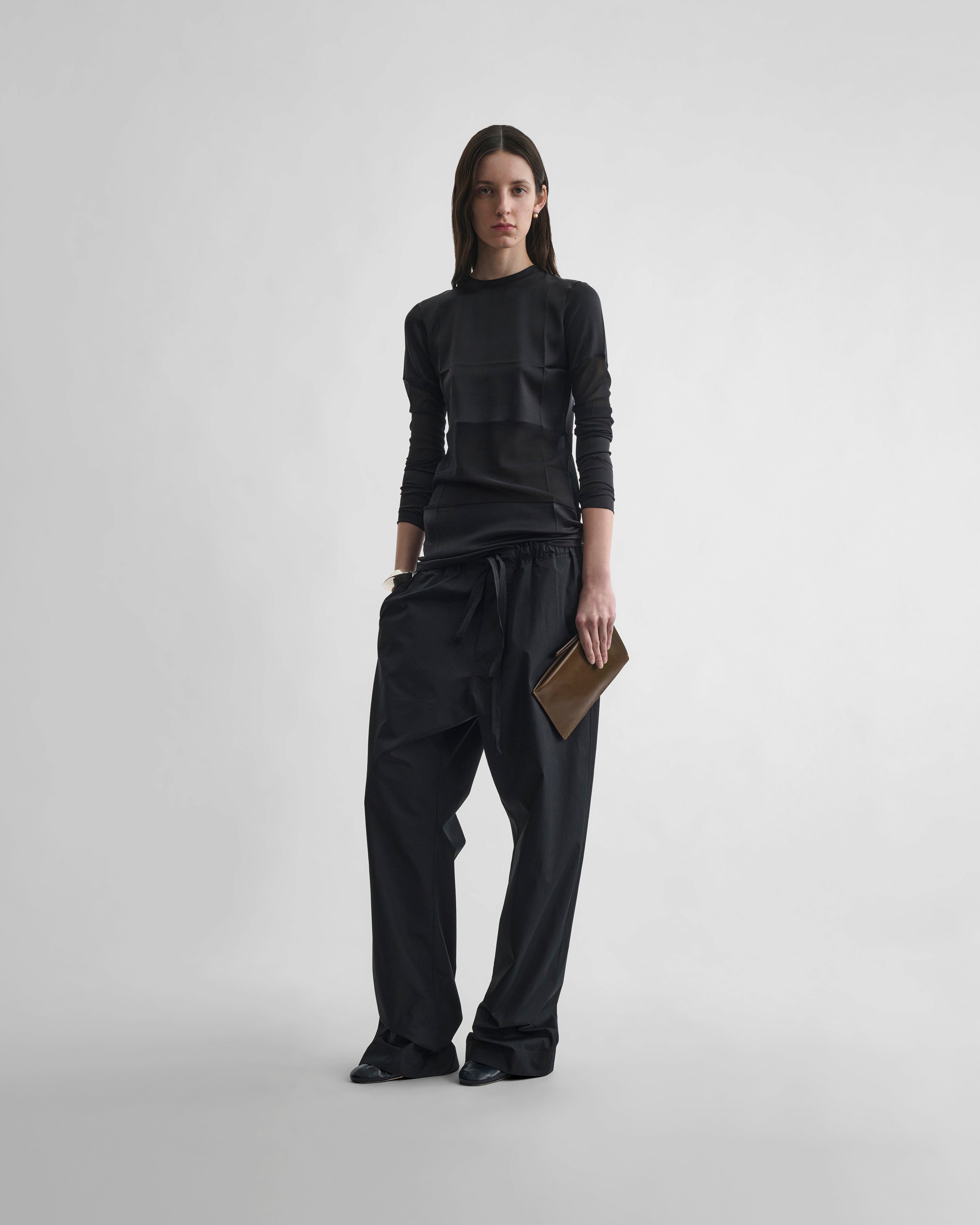 PHOEBE PHILO | PANEL TOP | black silk