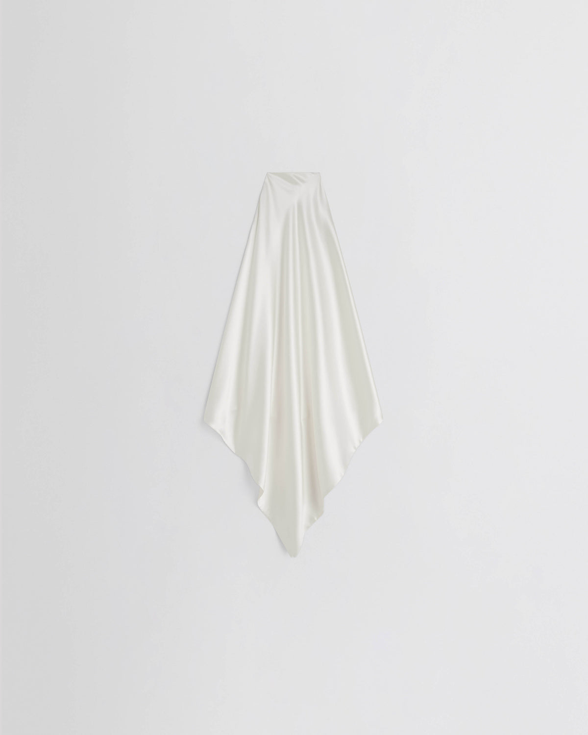 Front view of LIQUID SCARF TOP in cream silk