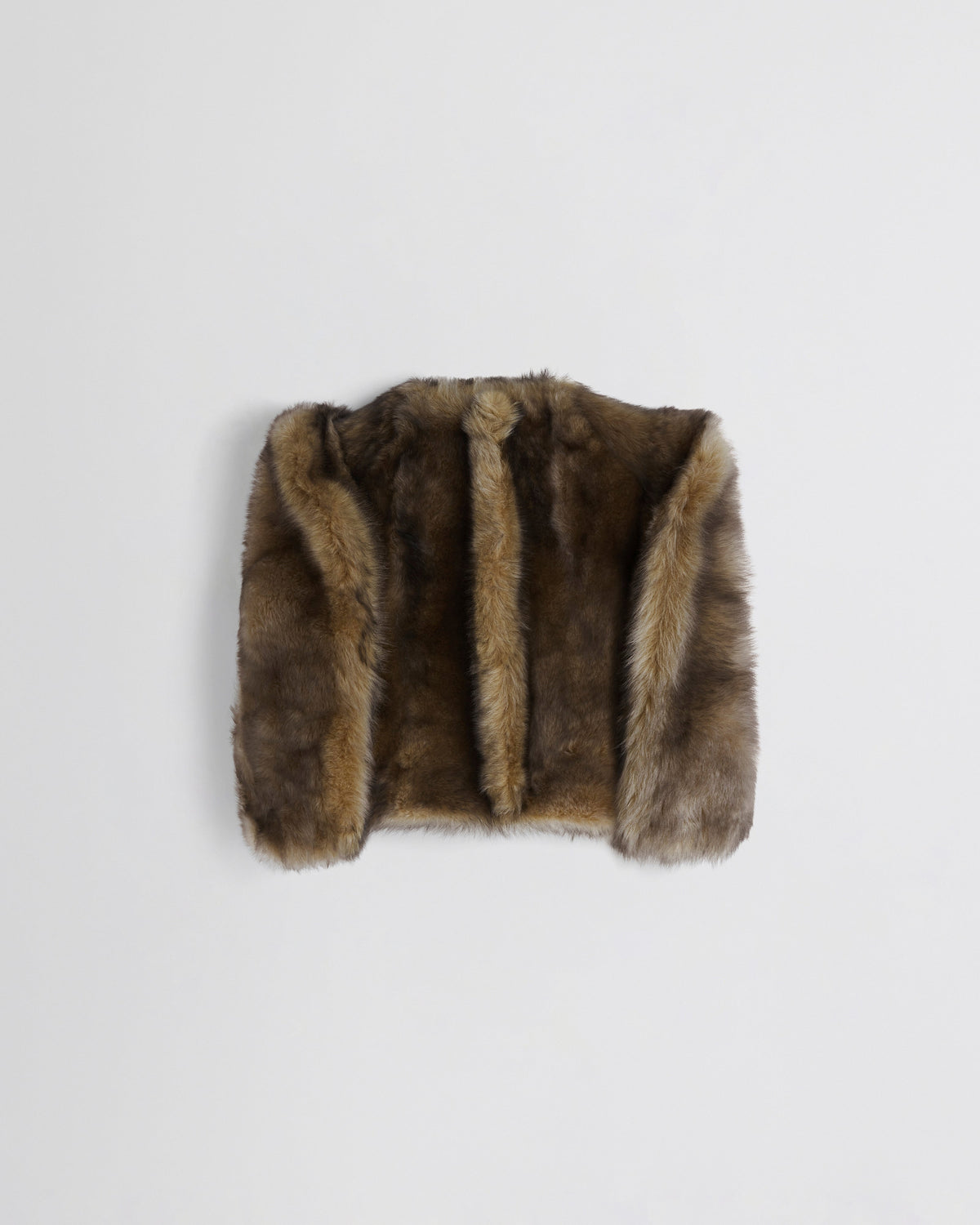 Flat back view of DANCER JACKET in blue apricot shearling