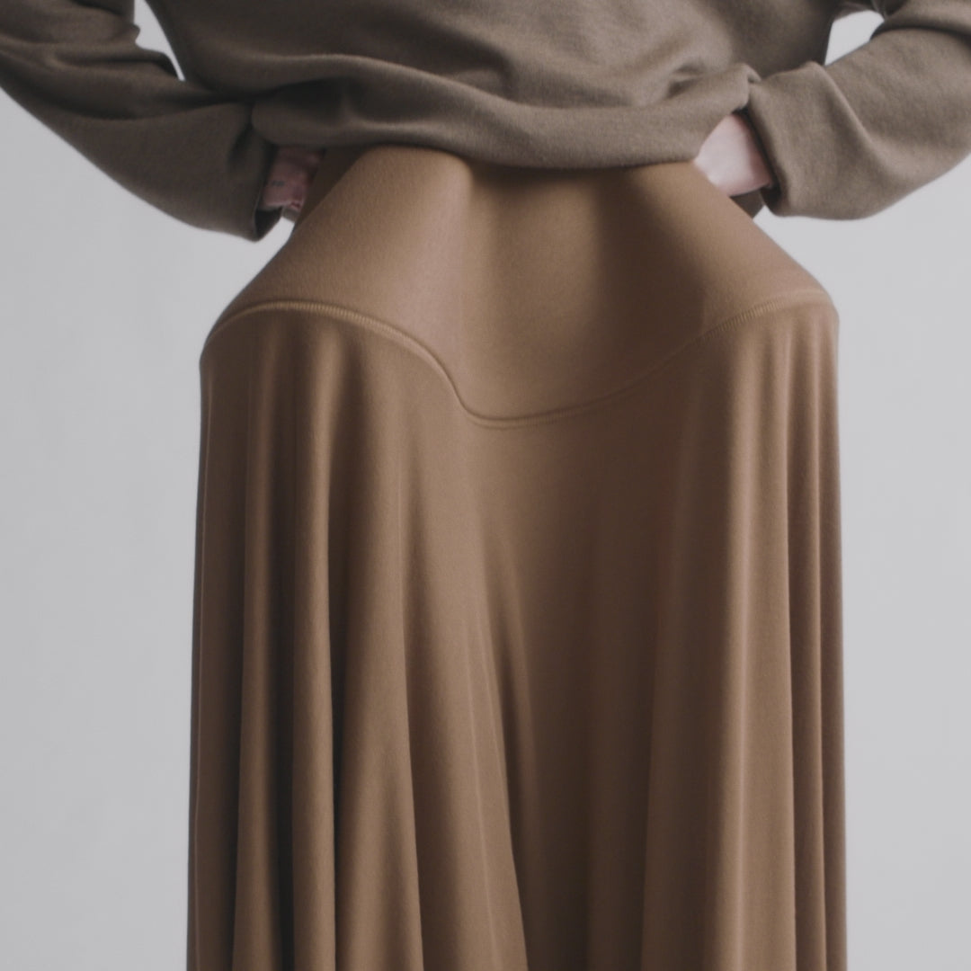 Gold Skirt Size 12 PHOEBE PHILO SCULPTURAL SKIRT TOFFEE JERSEY